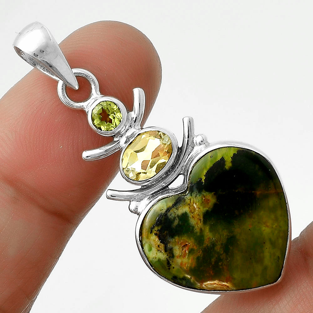 Heart Chrome Chalcedony, Citrine & Peridot Pendant P-1593 SDP118127-0