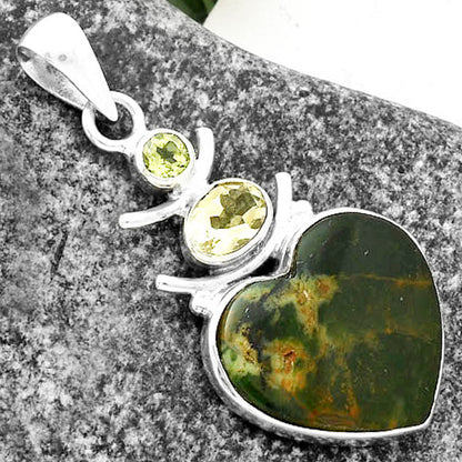 Heart Chrome Chalcedony, Citrine & Peridot Pendant P-1593 SDP118127-2
