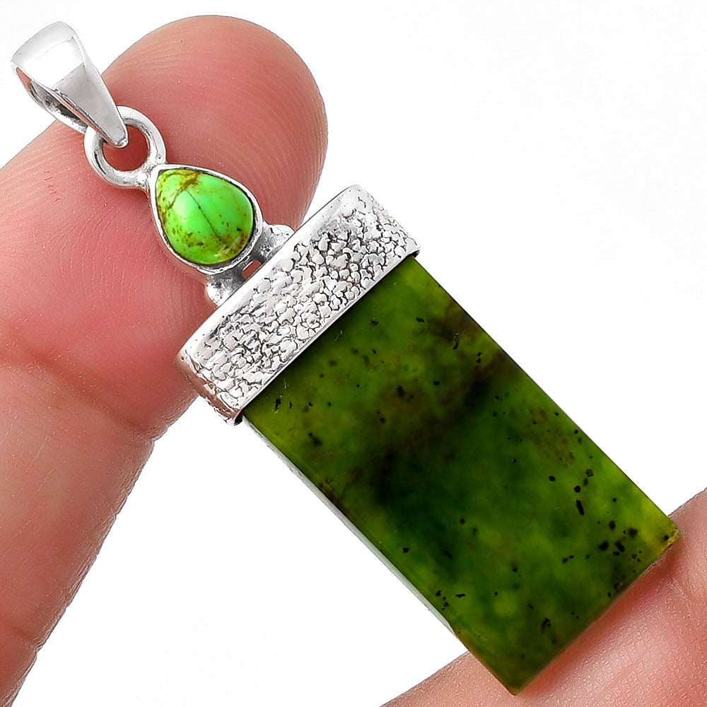 Chrome Chalcedony & Copper Green Turquoise Pendant P-1656 SDP127859-0