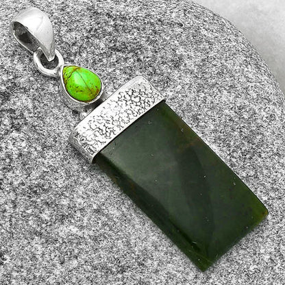 Chrome Chalcedony & Copper Green Turquoise Pendant P-1656 SDP127859-2