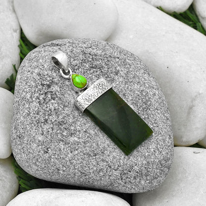 Chrome Chalcedony & Copper Green Turquoise Pendant P-1656 SDP127859-1