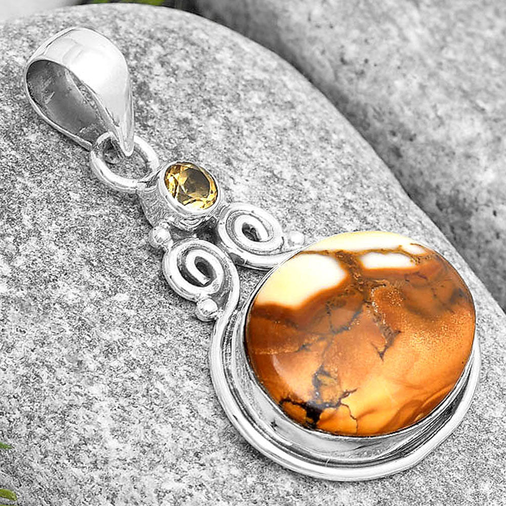 Cold Mountain Thunder Egg & Citrine Pendant P-1603 SDP129314-2
