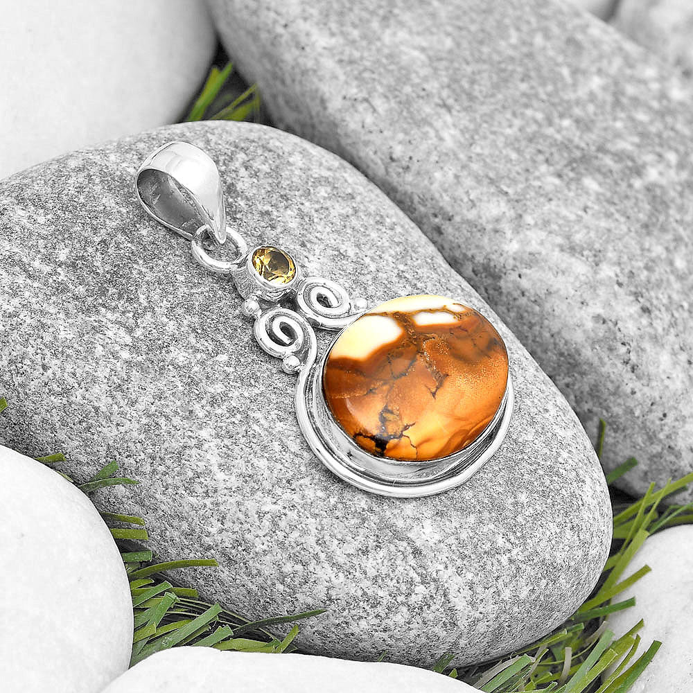 Cold Mountain Thunder Egg & Citrine Pendant P-1603 SDP129314-1