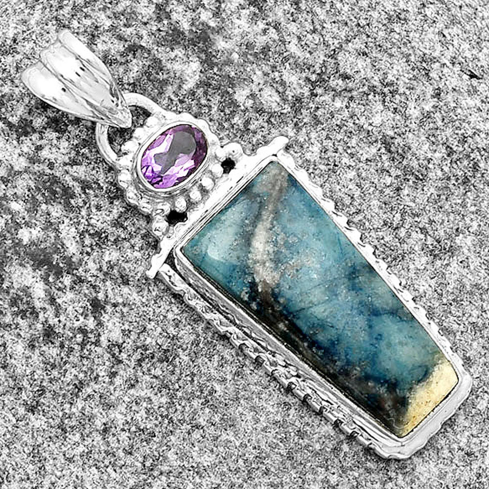 Blue Scheelite - Turkey & Amethyst Pendant P-1452 SDP133672-2