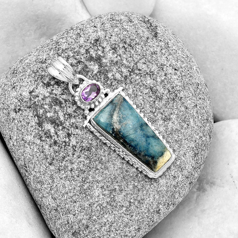 Blue Scheelite - Turkey & Amethyst Pendant P-1452 SDP133672-1