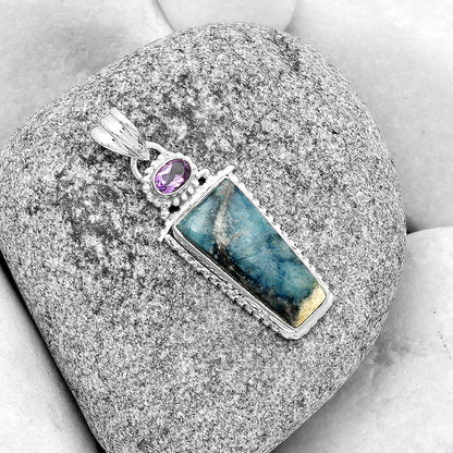 Blue Scheelite - Turkey & Amethyst Pendant P-1452 SDP133672-1