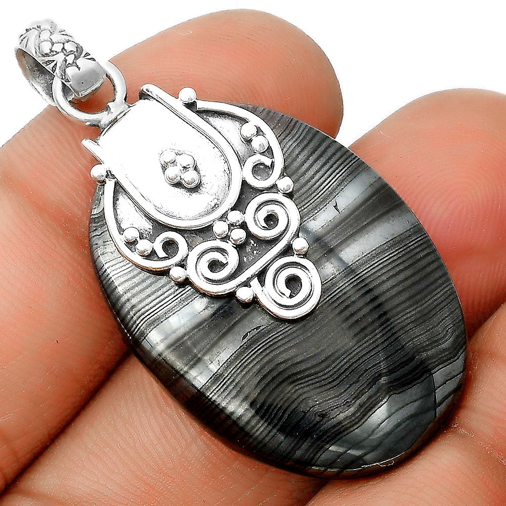 Crown Of Silver Psilomelane - Black Malachite Pendant P-1313 SDP134473-0