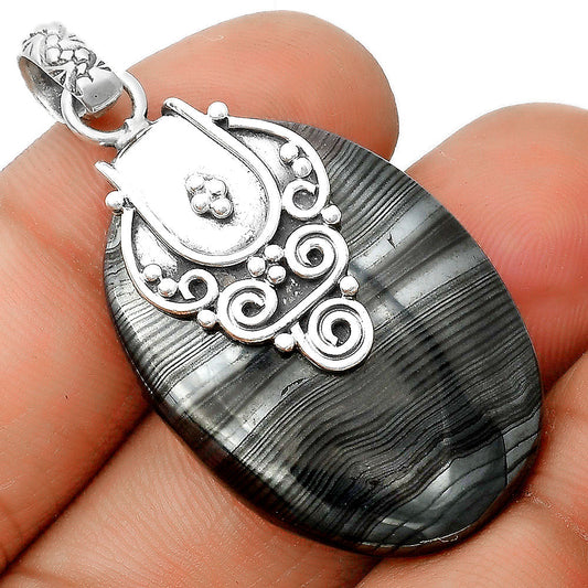 Crown Of Silver Psilomelane - Black Malachite Pendant P-1313 SDP134473-0