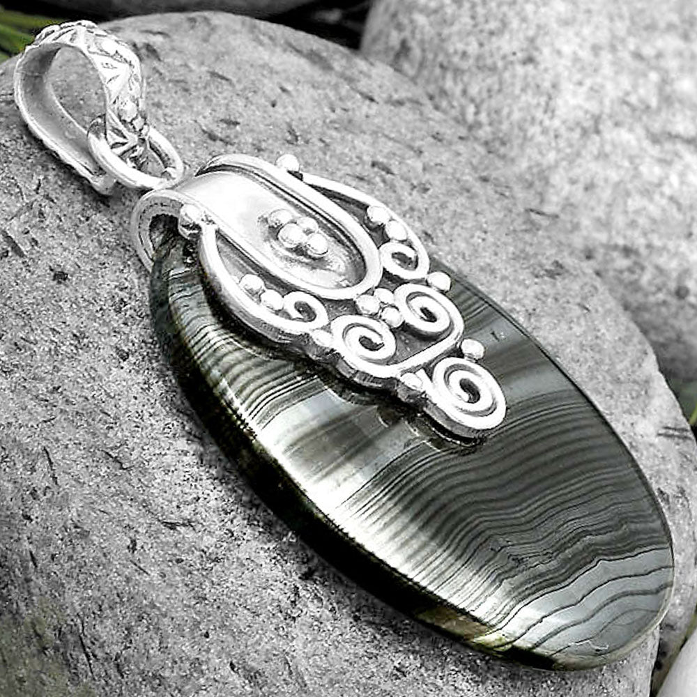 Crown Of Silver Psilomelane - Black Malachite Pendant P-1313 SDP134473-2