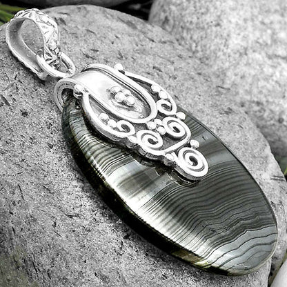 Crown Of Silver Psilomelane - Black Malachite Pendant P-1313 SDP134473-2