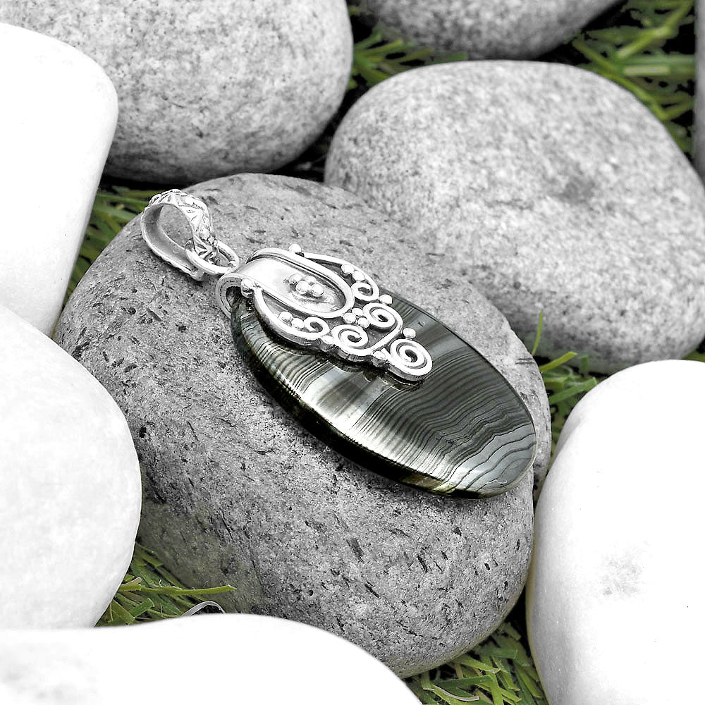 Crown Of Silver Psilomelane - Black Malachite Pendant P-1313 SDP134473-1