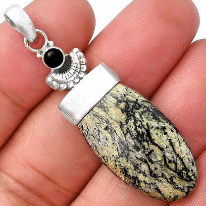 Crescent Moon Morrisonite Jasper & Black Onyx Pendant P-1453 SDP141039-0
