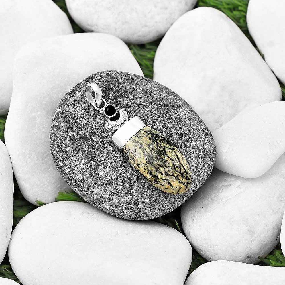 Crescent Moon Morrisonite Jasper & Black Onyx Pendant P-1453 SDP141039-1