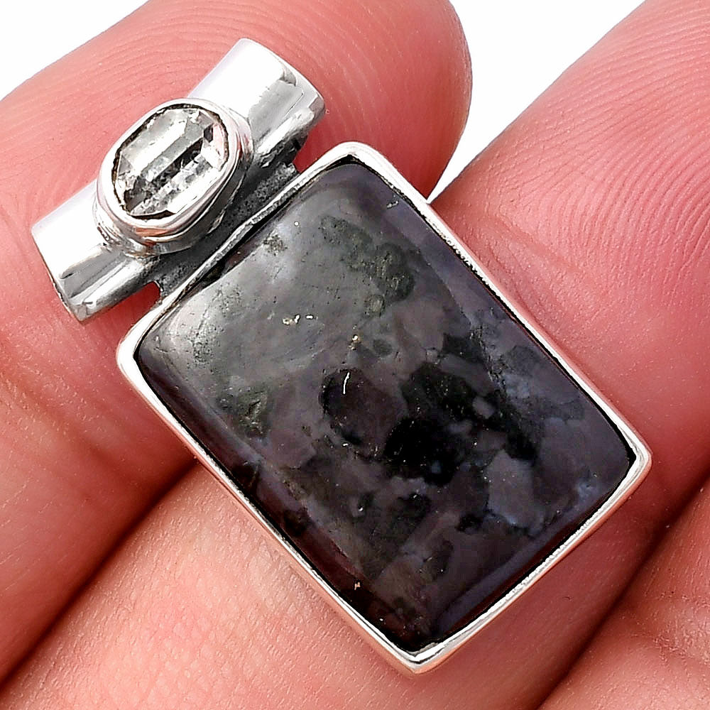 Indigo Gabbro & Herkimer Diamond Pendant P-1300 SDP142760-0