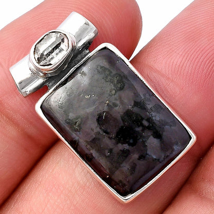 Indigo Gabbro & Herkimer Diamond Pendant P-1300 SDP142760-0