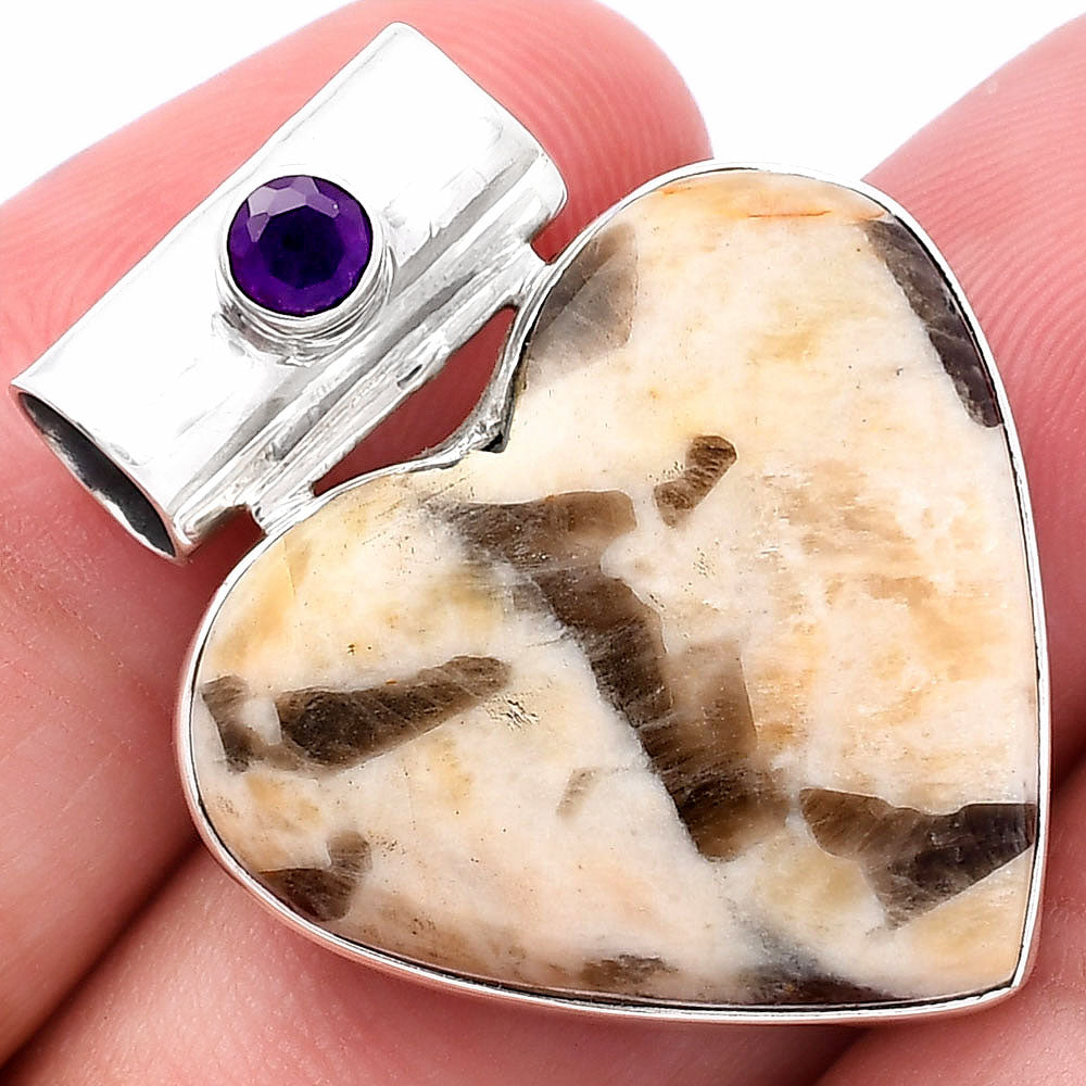 Heart - Cobra Jasper & Amethyst Pendant P-1300 SDP145365-0