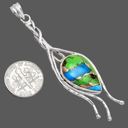 Blue Turquoise In Green Mohave - USA Pendant P-1728 SDP146265-2