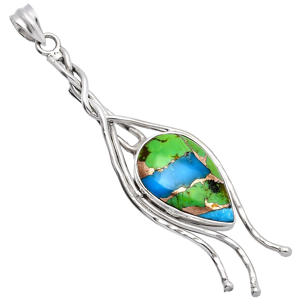 Blue Turquoise In Green Mohave - USA Pendant P-1728 SDP146265-1