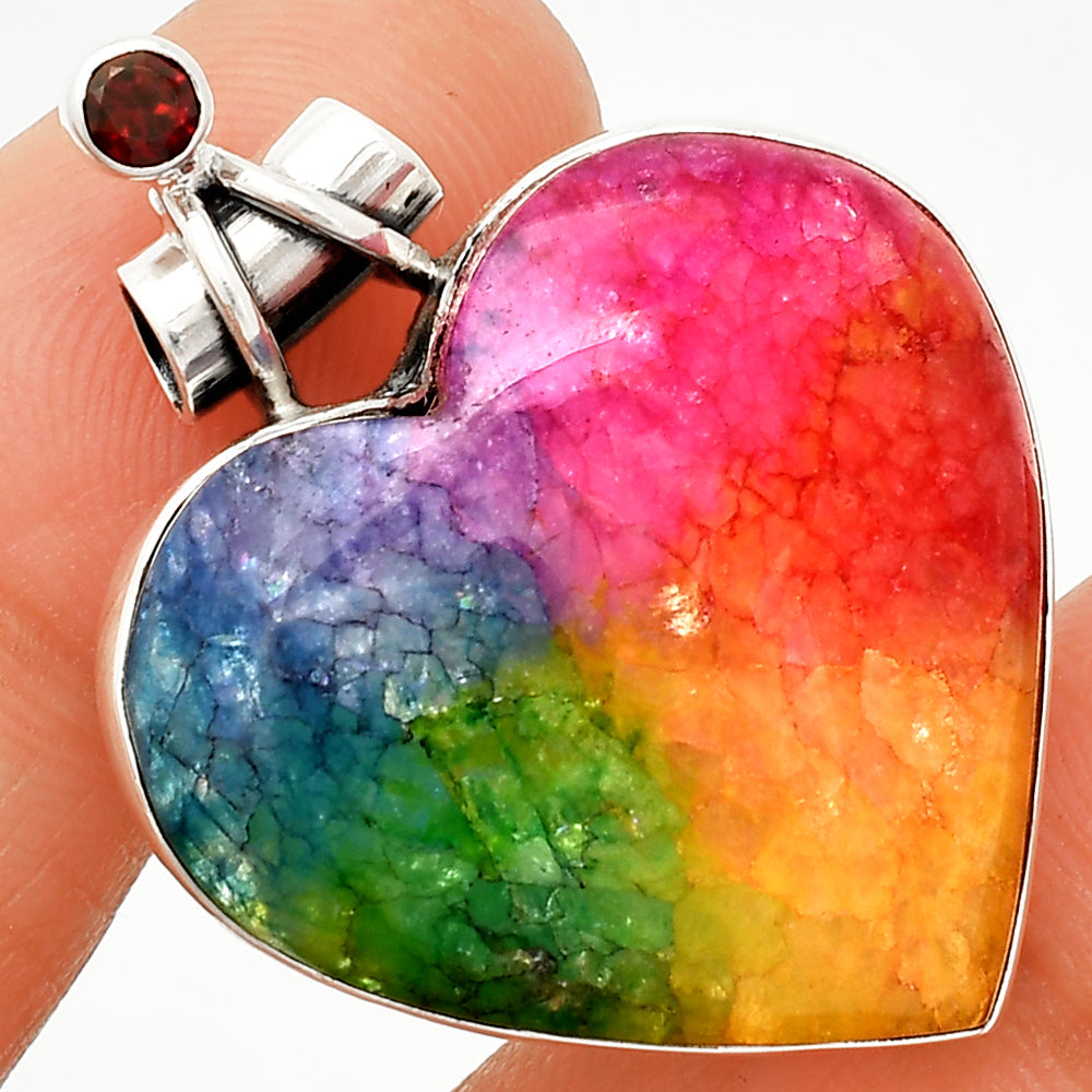 Heart - Multi Solar Quartz & Garnet Pendant P-1159 SDP149686-0