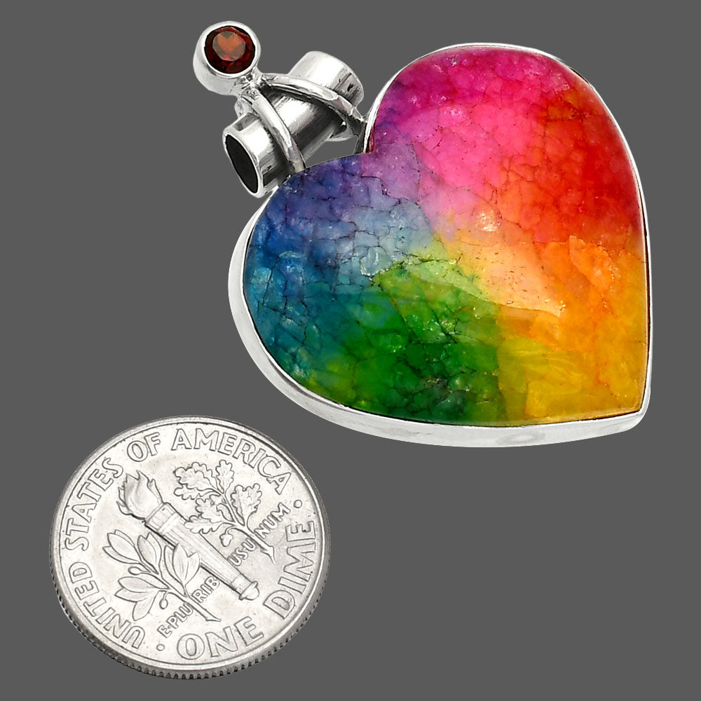 Heart - Multi Solar Quartz & Garnet Pendant P-1159 SDP149686-2