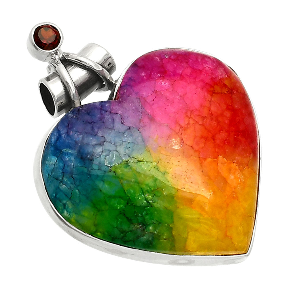 Heart - Multi Solar Quartz & Garnet Pendant P-1159 SDP149686-1