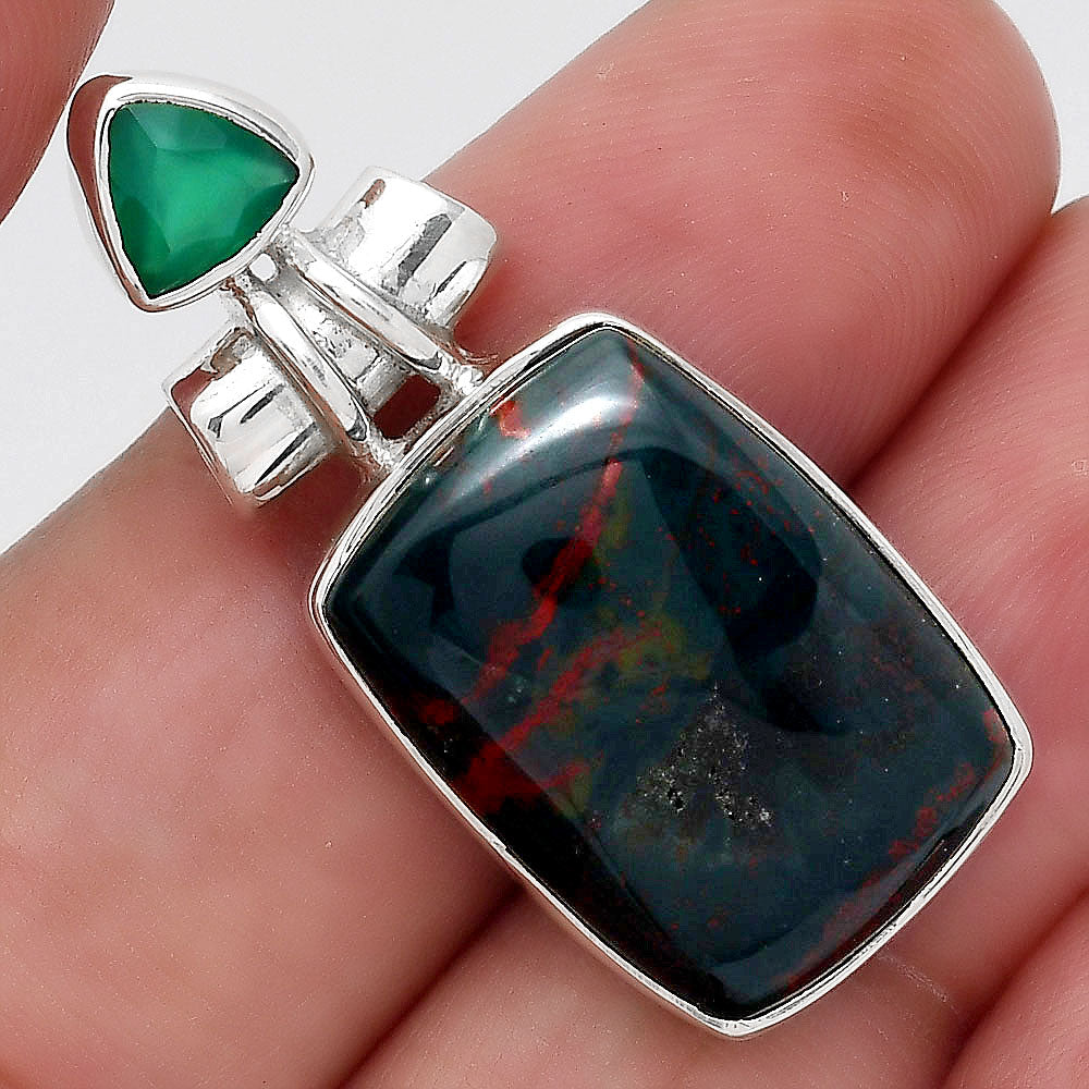 Blood Stone - India and Green Onyx Pendant P-1159 SDP155134-0