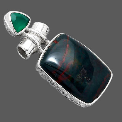 Blood Stone - India and Green Onyx Pendant P-1159 SDP155134-2