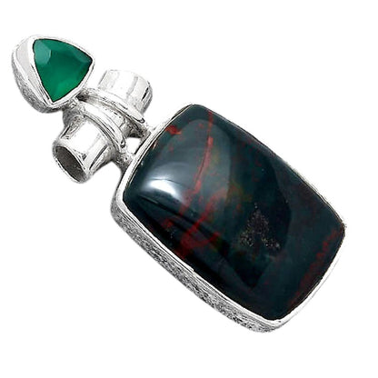 Blood Stone - India and Green Onyx Pendant P-1159 SDP155134-1