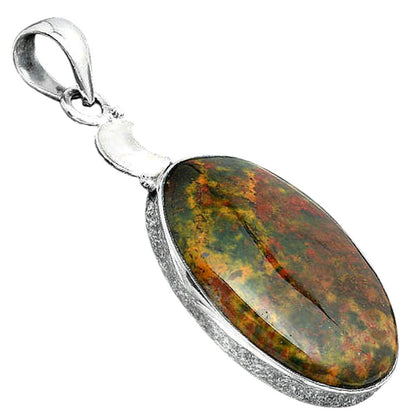 Crescent Moon - Blood Stone - India Pendant P-1368 SDP156860-1