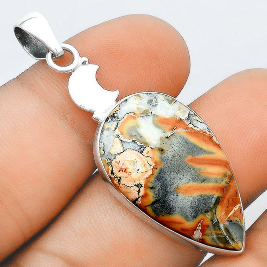 Crescent Moon Natural Maligano Jasper Pendant P-1368 SDP156865-0