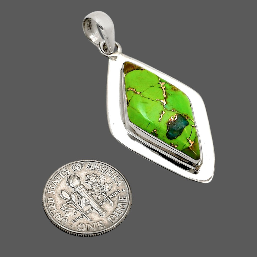 Blue Turquoise In Green Mohave Pendant P-1076 SDP158202-1