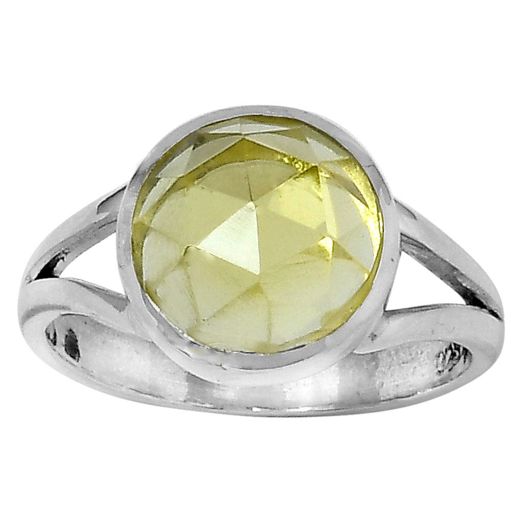 Faceted Natural Lemon Quartz Ring size-8.5 R-1005 SDR153452-2