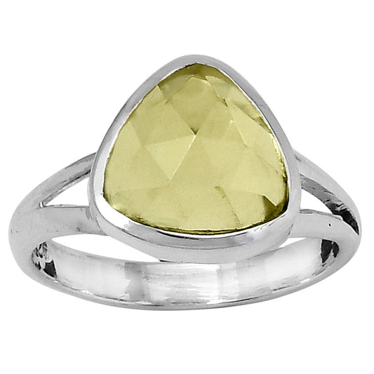 Faceted Natural Lemon Quartz Ring size-7.5 R-1005 SDR153478-0