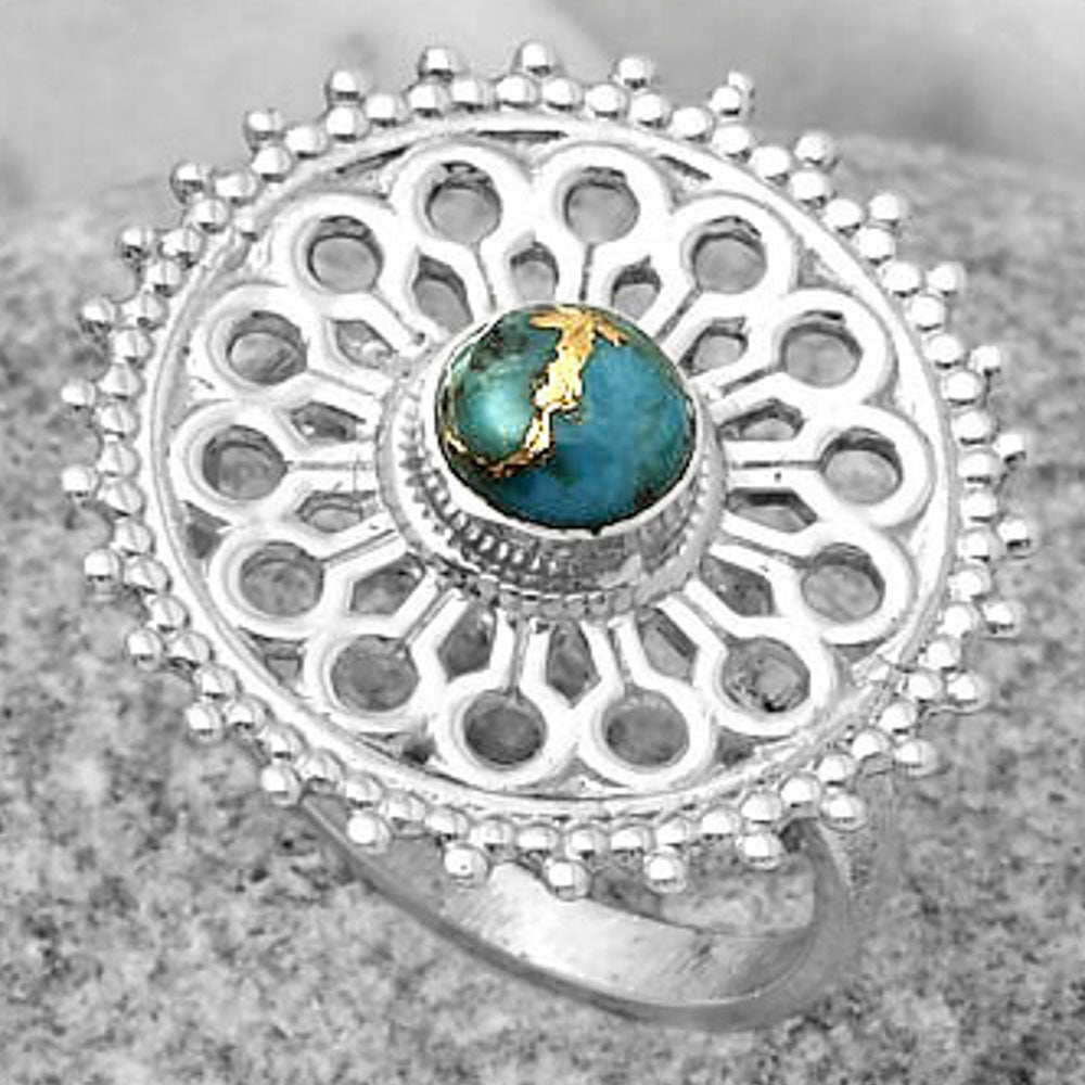 Artisan - Copper Blue Turquoise Ring size-8.5 R-1107 SDR169386-2