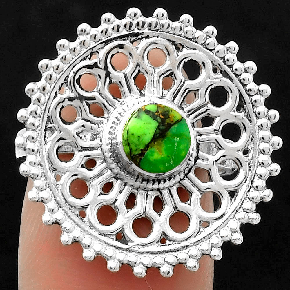 Artisan - Green Matrix Turquoise Ring size-7 R-1107 SDR169390-0