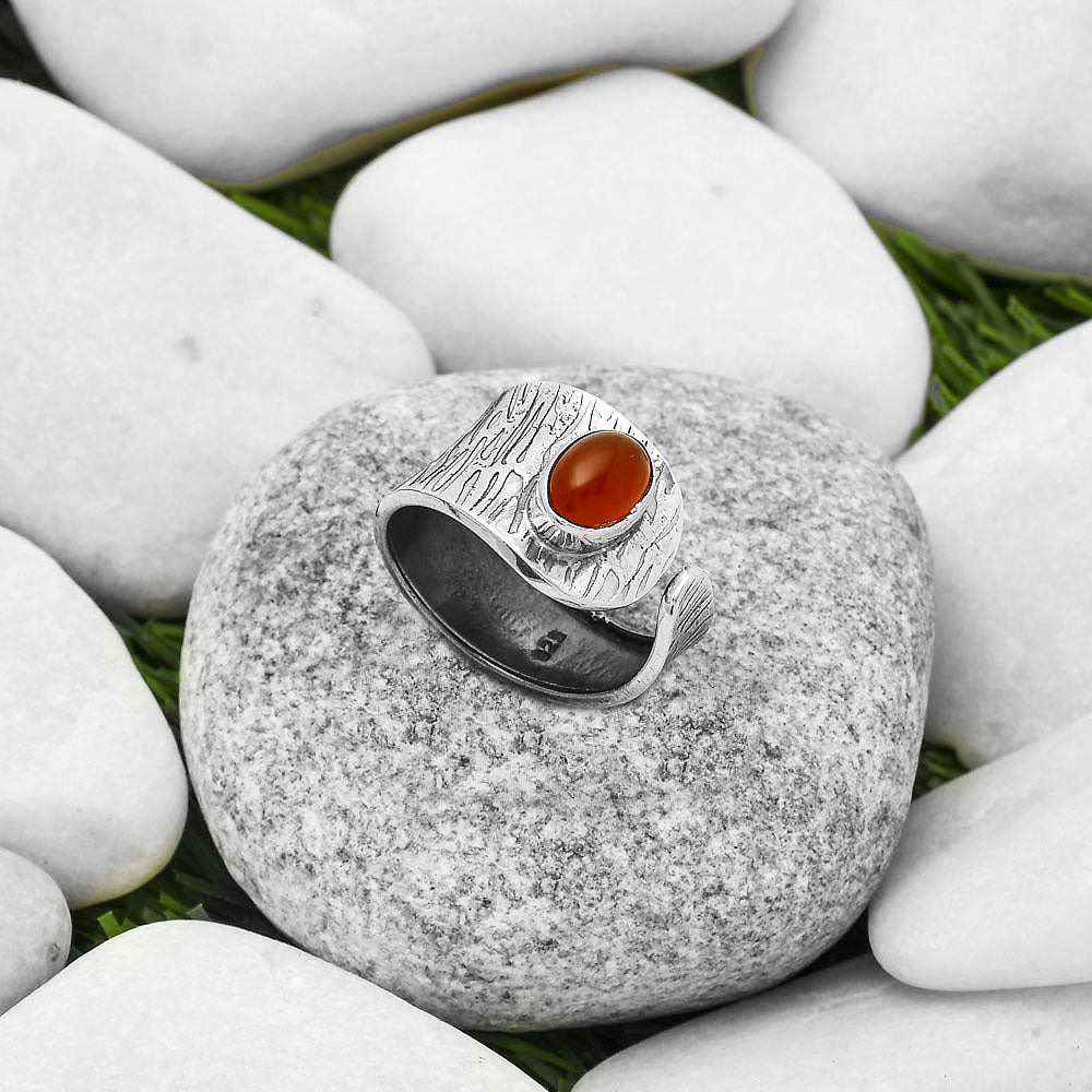 Adjustable - Natural Carnelian Ring size-8 R-1319 SDR169956-1