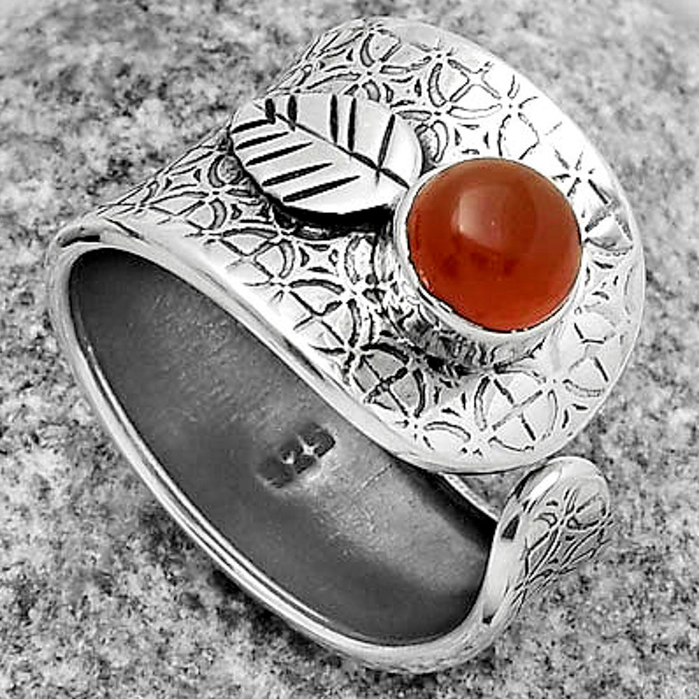 Adjustable - Natural Carnelian Ring size-7.5 R-1319 SDR170257-2