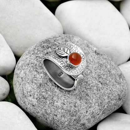 Adjustable - Natural Carnelian Ring size-7.5 R-1319 SDR170257-1