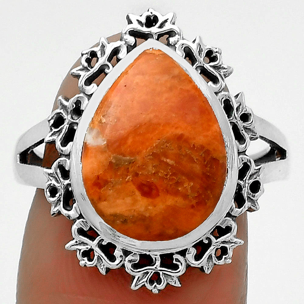 Artisan - Natural Red Sponge Coral Ring size-7.5 R-1114 SDR172939-0