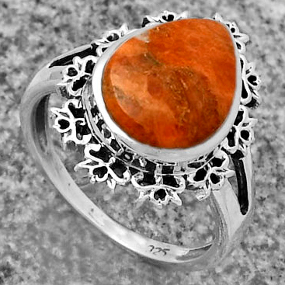Artisan - Natural Red Sponge Coral Ring size-7.5 R-1114 SDR172939-2