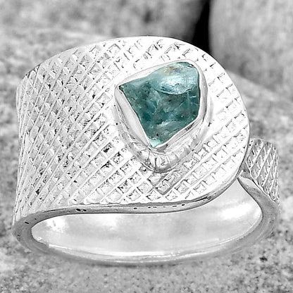 Adjustable - Aqua Apatite Rough Ring size-6.5 R-1319 SDR187200-0