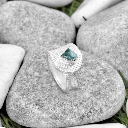 Adjustable - Aqua Apatite Rough Ring size-6.5 R-1319 SDR187200-2