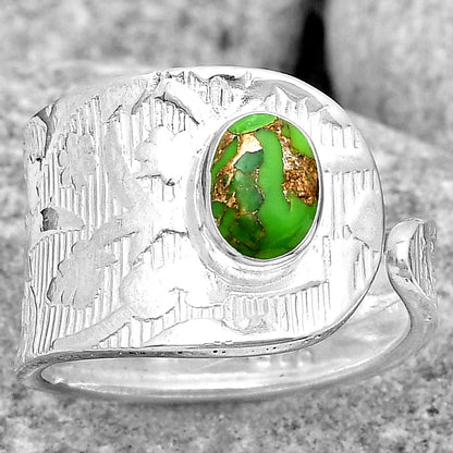 Adjustable Copper Green Turquoise Ring size-6.5 R-1319 SDR187220-0
