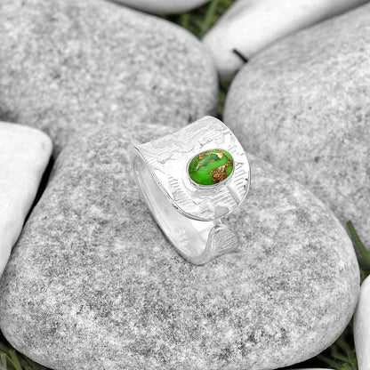 Adjustable Copper Green Turquoise Ring size-6.5 R-1319 SDR187220-2