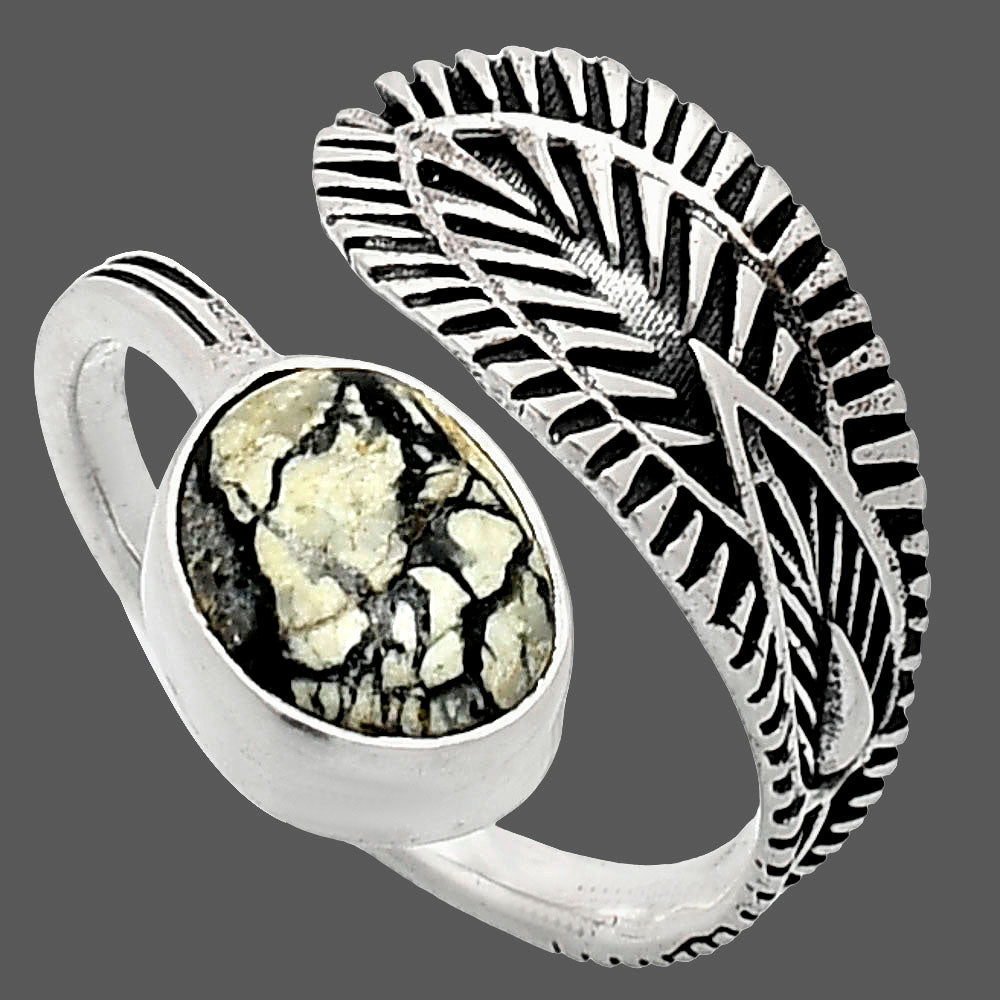 Adjustable Authentic White Buffalo Turquoise Nevada Ring size-7.5 R-1116 SDR243815-2