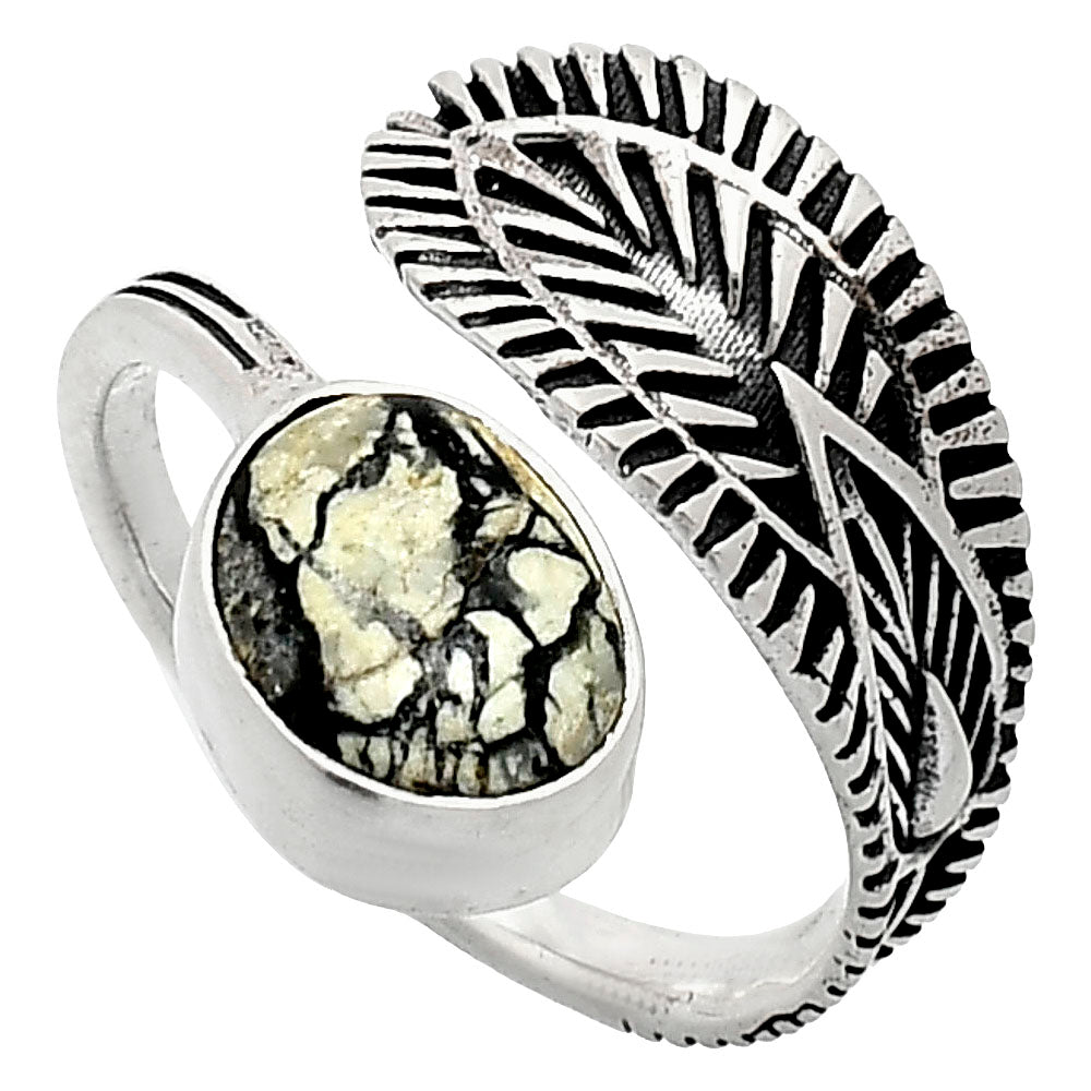 Adjustable Authentic White Buffalo Turquoise Nevada Ring size-7.5 R-1116 SDR243815-1