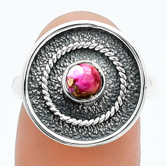 Kingman Pink Dahlia Turquoise Ring size-8 R-1439 SDR244318-0