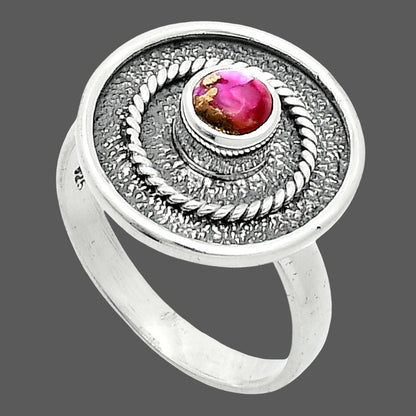 Kingman Pink Dahlia Turquoise Ring size-8 R-1439 SDR244318-2