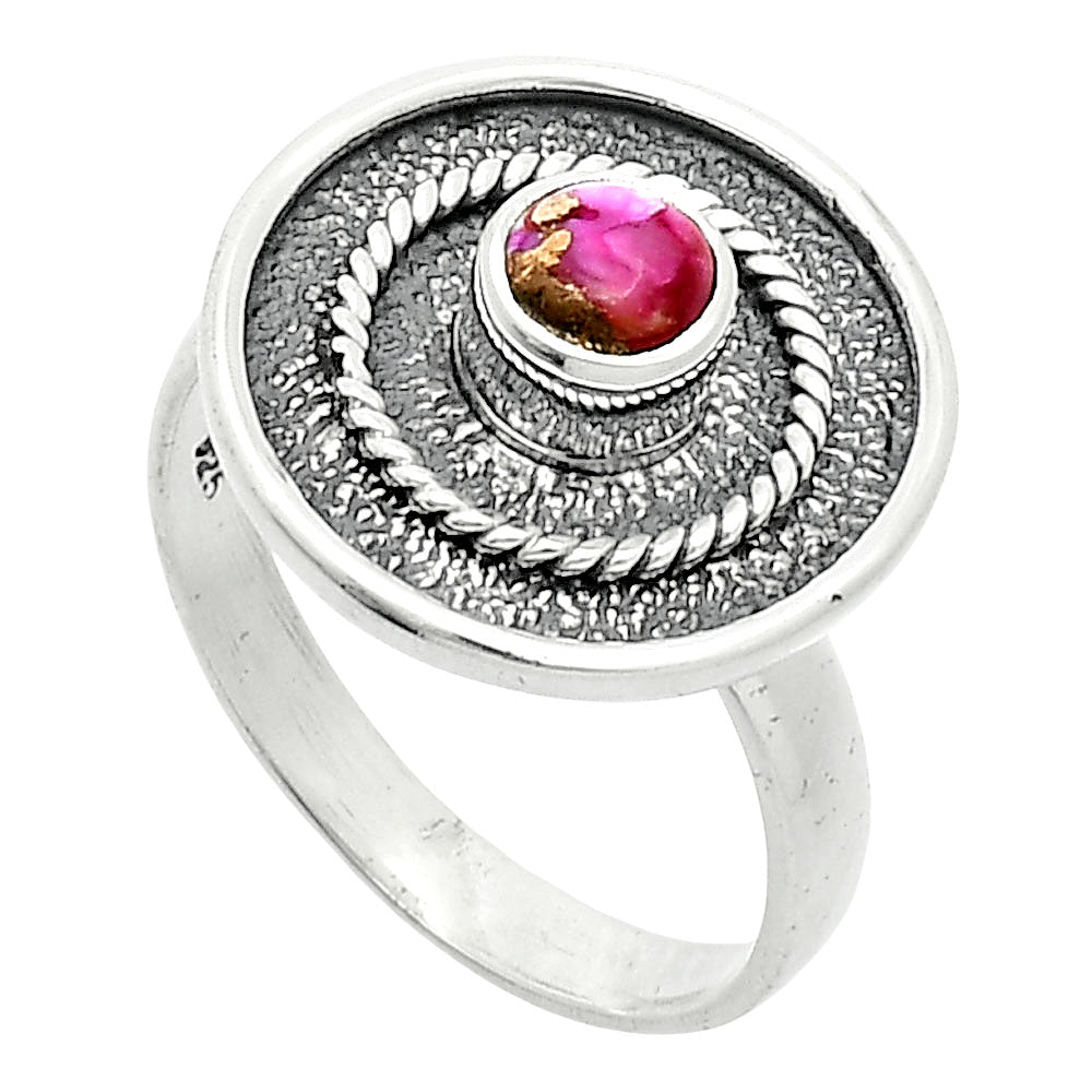 Kingman Pink Dahlia Turquoise Ring size-8 R-1439 SDR244318-1