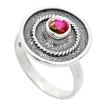 Kingman Pink Dahlia Turquoise Ring size-8 R-1439 SDR244318-1